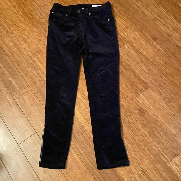 Rag & Bone women’s 10 in Capri - black velvet - size 26 - skinny - Picture 1 of 9